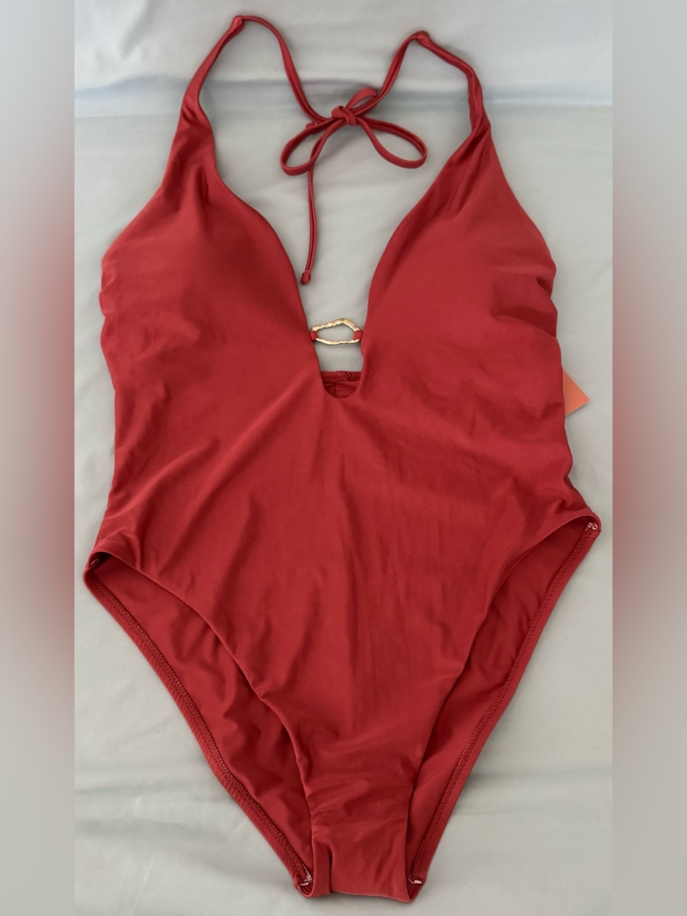 Women's High Shine Plunge Ring
Hardware One Piece Swimsuit